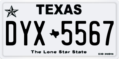TX license plate DYX5567