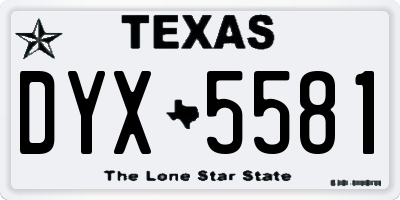 TX license plate DYX5581