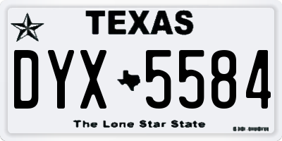 TX license plate DYX5584