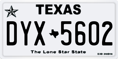 TX license plate DYX5602