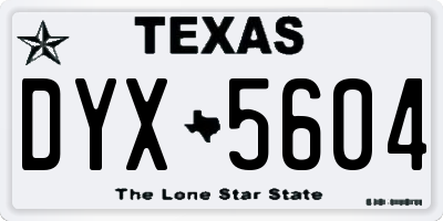 TX license plate DYX5604