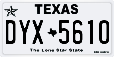 TX license plate DYX5610