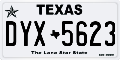 TX license plate DYX5623