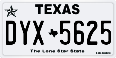TX license plate DYX5625