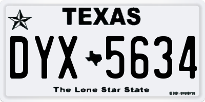 TX license plate DYX5634