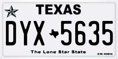 TX license plate DYX5635