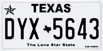 TX license plate DYX5643