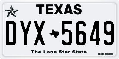 TX license plate DYX5649
