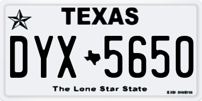 TX license plate DYX5650