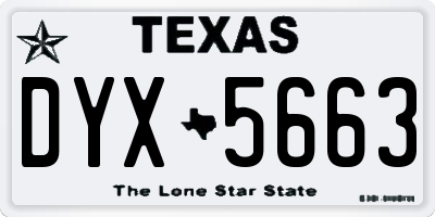 TX license plate DYX5663