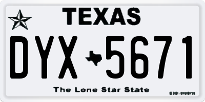 TX license plate DYX5671