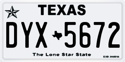 TX license plate DYX5672