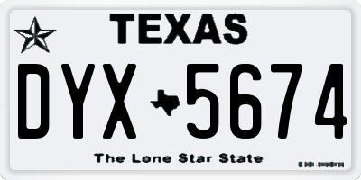 TX license plate DYX5674