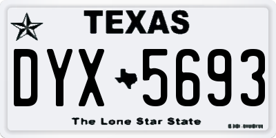 TX license plate DYX5693
