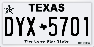 TX license plate DYX5701