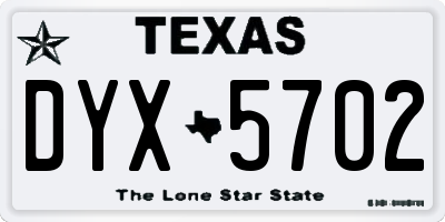 TX license plate DYX5702