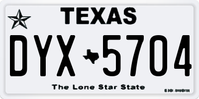 TX license plate DYX5704