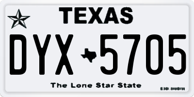 TX license plate DYX5705
