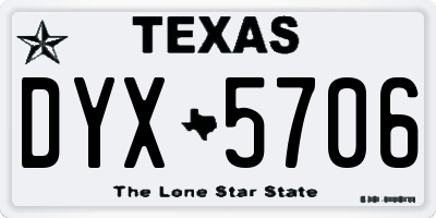 TX license plate DYX5706