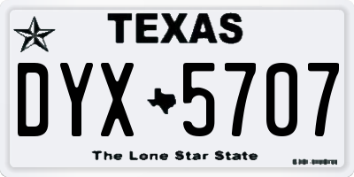 TX license plate DYX5707