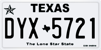 TX license plate DYX5721