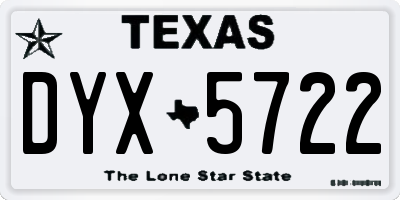 TX license plate DYX5722