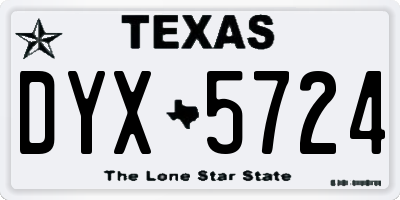 TX license plate DYX5724
