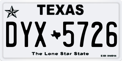 TX license plate DYX5726