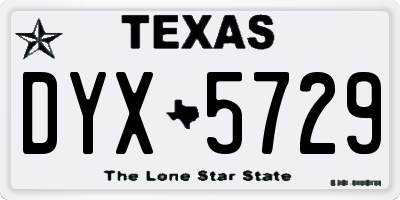 TX license plate DYX5729