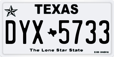 TX license plate DYX5733