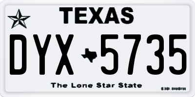 TX license plate DYX5735