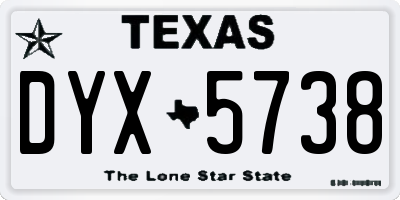 TX license plate DYX5738