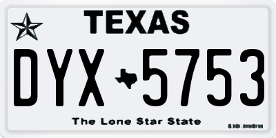 TX license plate DYX5753