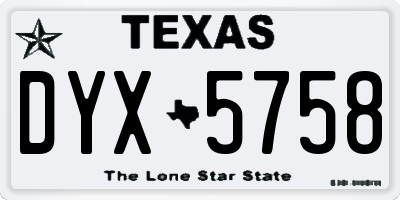 TX license plate DYX5758