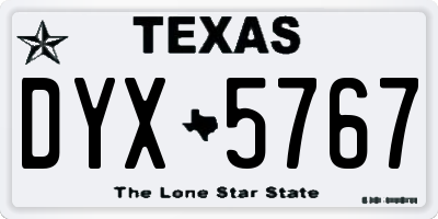 TX license plate DYX5767
