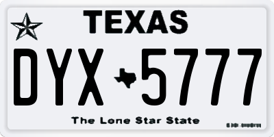 TX license plate DYX5777