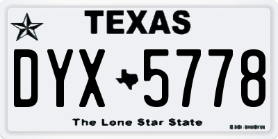 TX license plate DYX5778