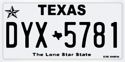 TX license plate DYX5781