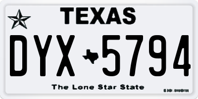TX license plate DYX5794
