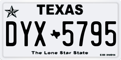 TX license plate DYX5795