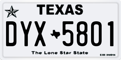TX license plate DYX5801