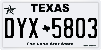 TX license plate DYX5803