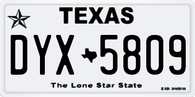 TX license plate DYX5809