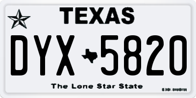 TX license plate DYX5820