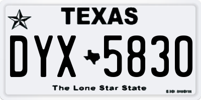 TX license plate DYX5830