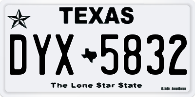 TX license plate DYX5832