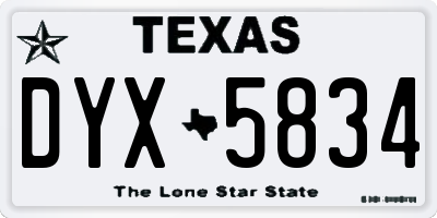 TX license plate DYX5834