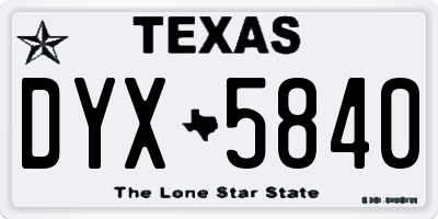 TX license plate DYX5840