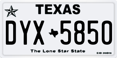 TX license plate DYX5850