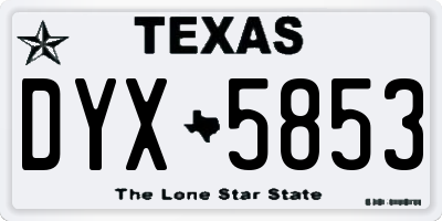 TX license plate DYX5853